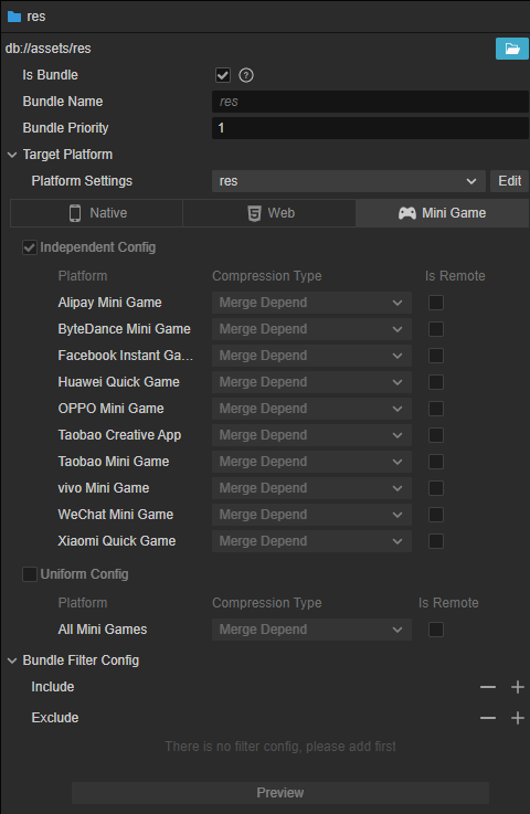 subpackage configuration