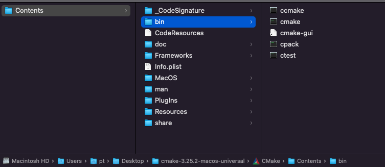 unzip cmake for mac